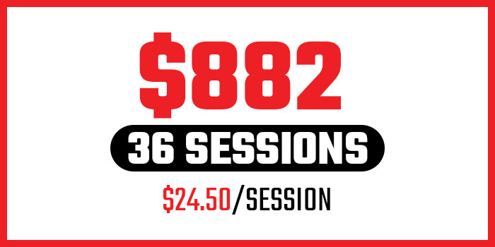 36 sessions at $24.50/session for $882