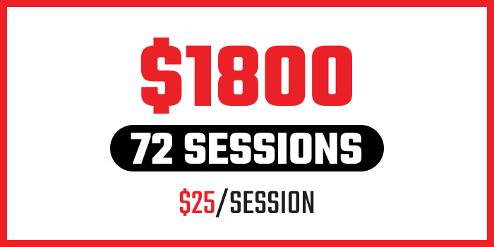72 sessions at $25/session for $1800
